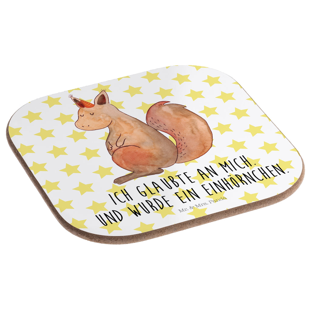 Quadratische Untersetzer Einhörnchen Glaube Bierdeckel, Glasuntersetzer, Untersetzer Gläser, Getränkeuntersetzer, Einhorn, Einhörner, Einhorn Deko, Pegasus, Unicorn, Einhörnchen, Eichhörnchen, Eichhorn