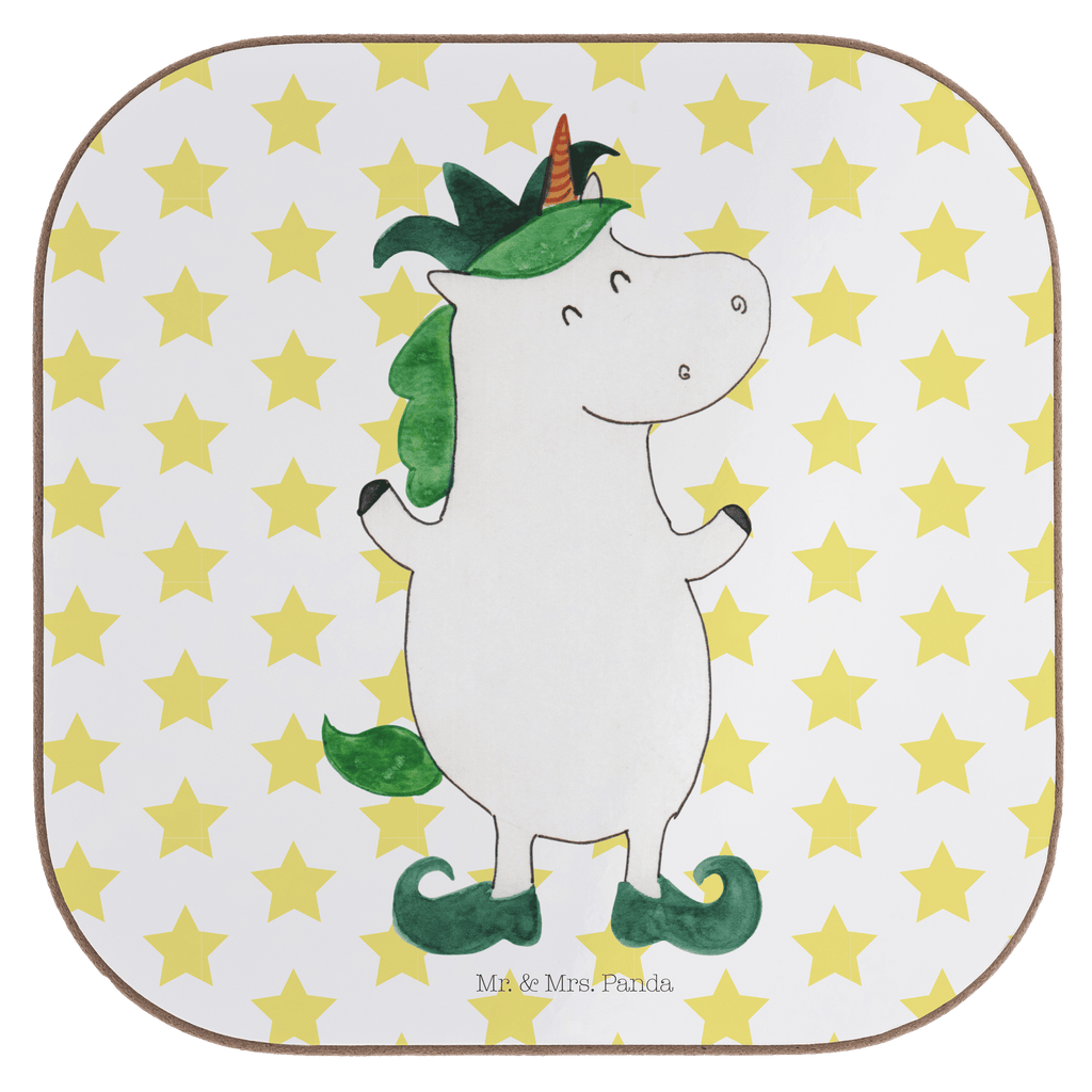 Quadratische Untersetzer Einhorn Joker Bierdeckel, Glasuntersetzer, Untersetzer Gläser, Getränkeuntersetzer, Einhorn, Einhörner, Einhorn Deko, Pegasus, Unicorn, Hofnarr, Kasper, Gaukler, Mittelalter