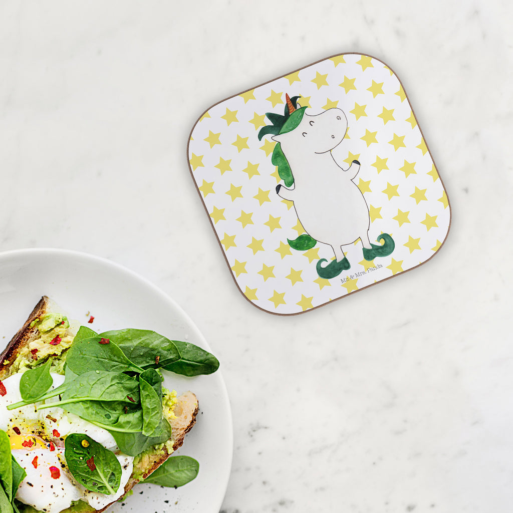 Quadratische Untersetzer Einhorn Joker Bierdeckel, Glasuntersetzer, Untersetzer Gläser, Getränkeuntersetzer, Einhorn, Einhörner, Einhorn Deko, Pegasus, Unicorn, Hofnarr, Kasper, Gaukler, Mittelalter