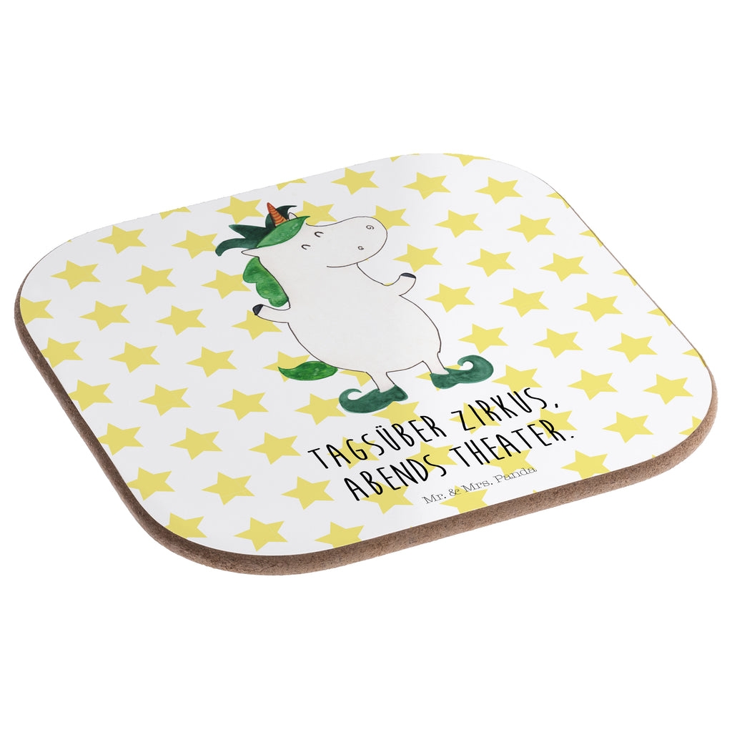 Quadratische Untersetzer Einhorn Joker Bierdeckel, Glasuntersetzer, Untersetzer Gläser, Getränkeuntersetzer, Einhorn, Einhörner, Einhorn Deko, Pegasus, Unicorn, Hofnarr, Kasper, Gaukler, Mittelalter