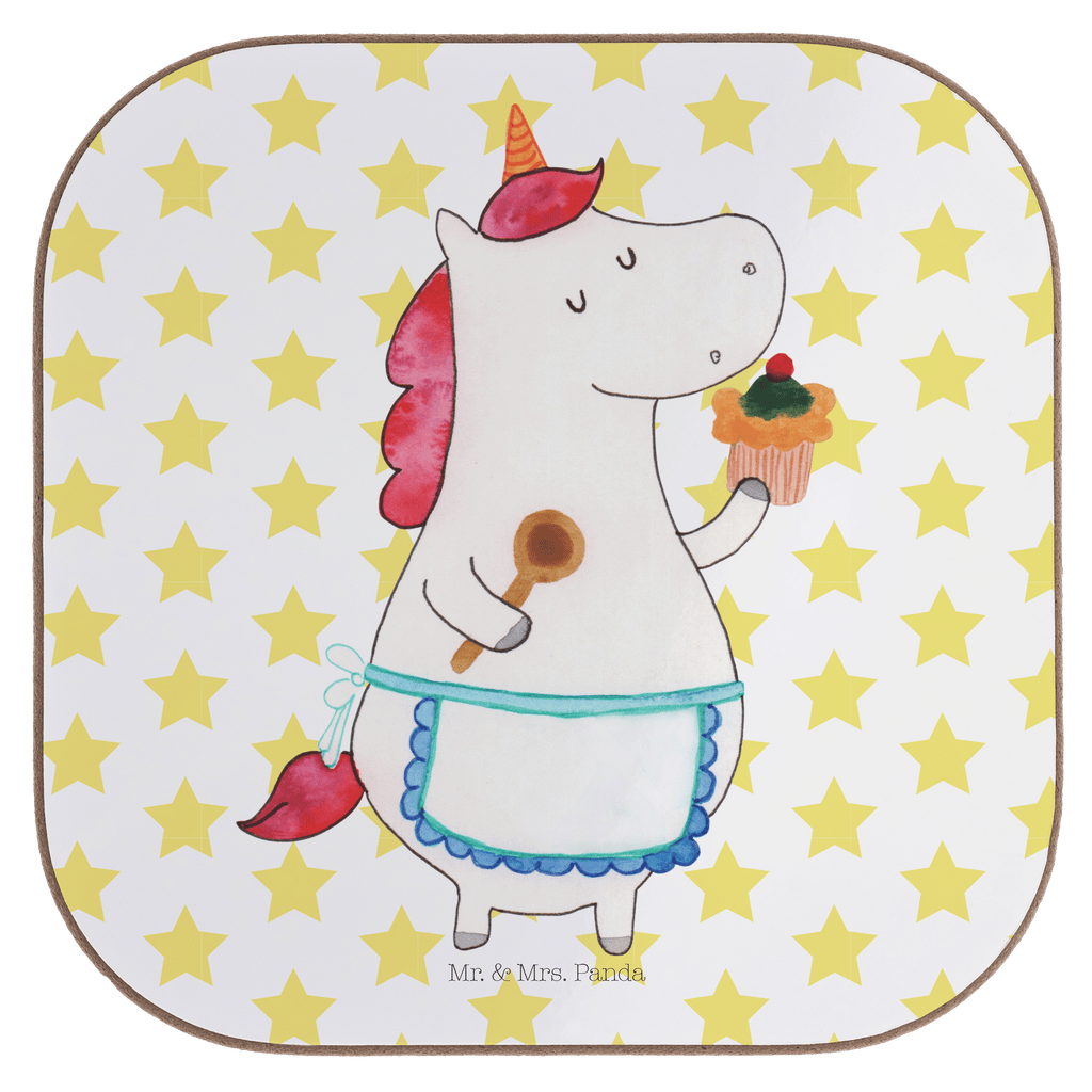 Quadratische Untersetzer Einhorn Küchenfee Bierdeckel, Glasuntersetzer, Untersetzer Gläser, Getränkeuntersetzer, Einhorn, Einhörner, Einhorn Deko, Pegasus, Unicorn, backen, Muffin, Motivation, Träumer, träumen, Bäckerin, Hobbykoch, Koch, Torte, Kuchen