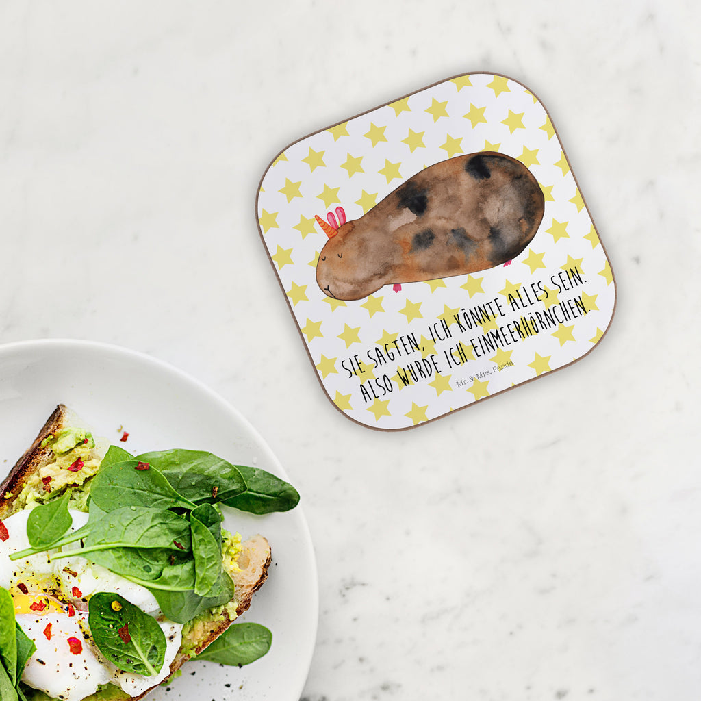 Quadratische Untersetzer Meerhörnchen Bierdeckel, Glasuntersetzer, Untersetzer Gläser, Getränkeuntersetzer, Einhorn, Einhörner, Einhorn Deko, Pegasus, Unicorn, Meerhörnchen, Meericorn, Meerschwein, Meerschweinchen