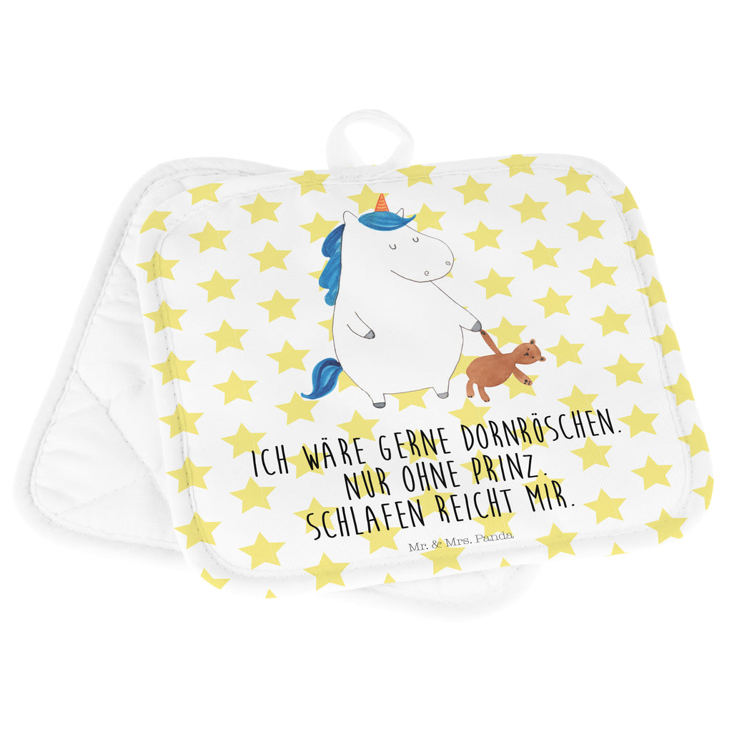 2er Set Topflappen  Einhorn Teddy Topflappen, Topfuntersetzer, Ofenhandschuh, Topflappen Set, Topflappen lustig, Topflappen mit Spruch, Einhorn, Einhörner, Einhorn Deko, Pegasus, Unicorn, schlafen, gute Nacht, Single, Bett, Träumen, Freundin, Singleleben