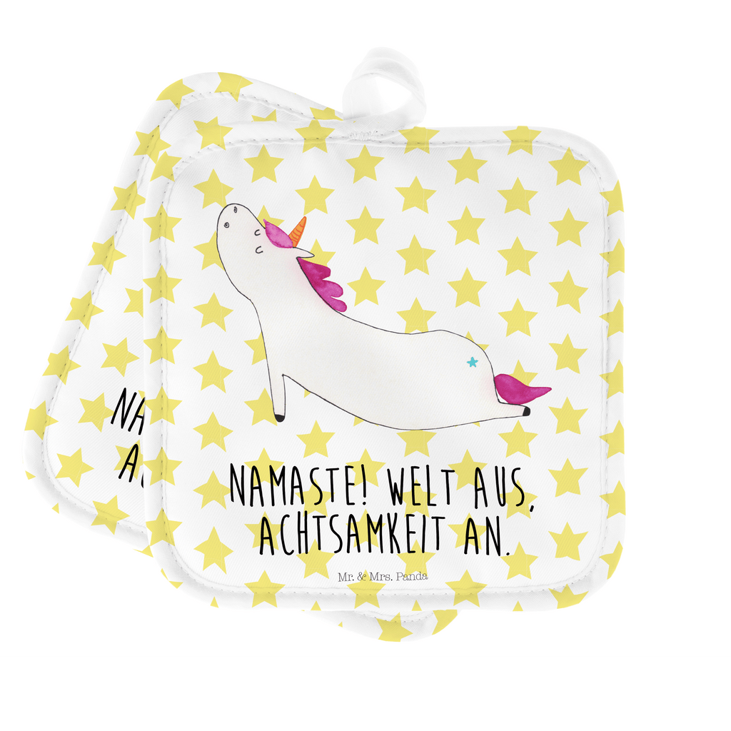 2er Set Topflappen  Einhorn Yoga Topflappen, Topfuntersetzer, Ofenhandschuh, Topflappen Set, Topflappen lustig, Topflappen mit Spruch, Einhorn, Einhörner, Einhorn Deko, Pegasus, Unicorn, Yoga, Namaste, Achtsamkeit, Entspannung, Joga, Yogamatte, Sport, lustig, witzig, süß