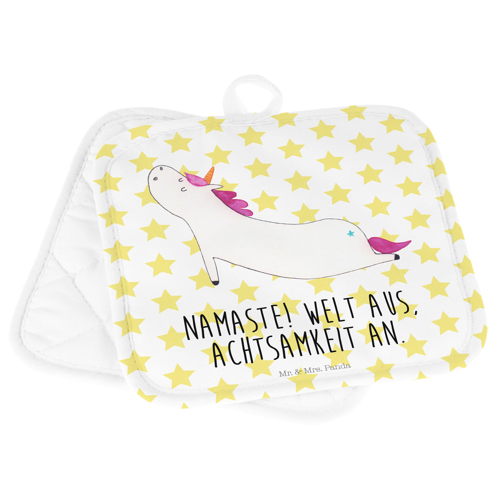 2er Set Topflappen  Einhorn Yoga Topflappen, Topfuntersetzer, Ofenhandschuh, Topflappen Set, Topflappen lustig, Topflappen mit Spruch, Einhorn, Einhörner, Einhorn Deko, Pegasus, Unicorn, Yoga, Namaste, Achtsamkeit, Entspannung, Joga, Yogamatte, Sport, lustig, witzig, süß