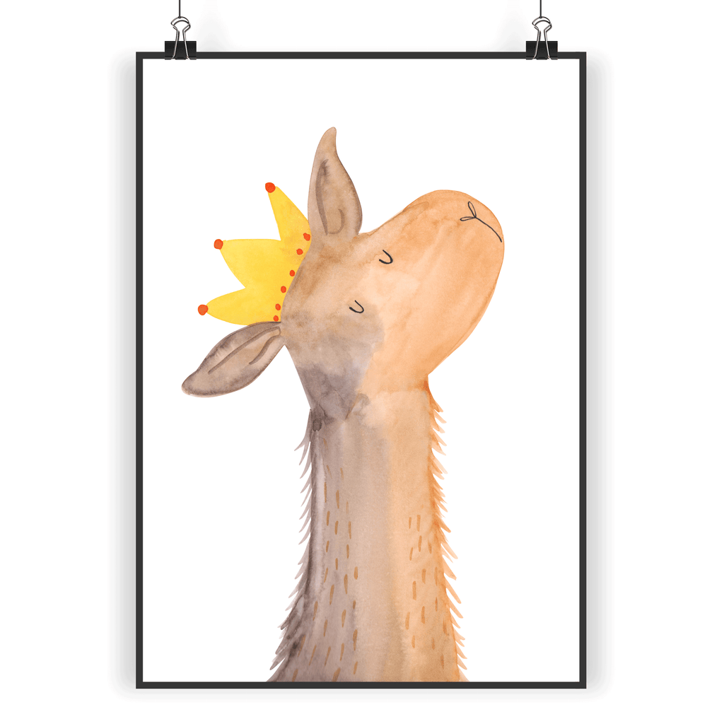 Poster Lamakopf König Poster, Wandposter, Bild, Wanddeko, Küchenposter, Kinderposter, Wanddeko Bild, Raumdekoration, Wanddekoration, Handgemaltes Poster, Mr. & Mrs. Panda Poster, Designposter, Kunstdruck, Posterdruck, Lama, Alpaka, Lamas, König, Königin, Freundin, Mama, Papa, Büro Kollege, Kollegin, Chef, Vorgesetzter, Abi, Abitur