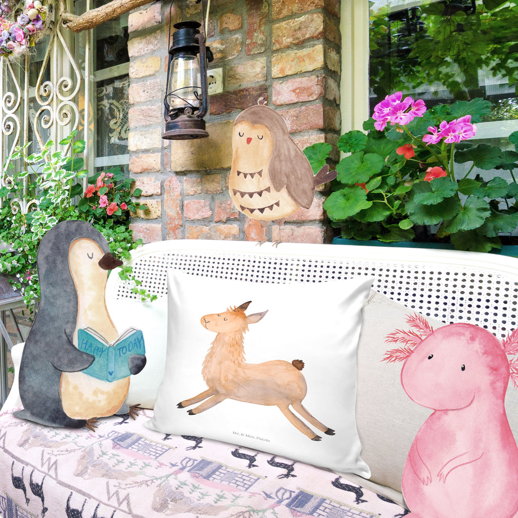 40x40 Kissen Lama springend Kissenhülle, Kopfkissen, Sofakissen, Dekokissen, Motivkissen, Lama, Alpaka, Lamas, Lieblingstag, Happy day, fröhlich, Glück, Freundin, Liebeskummer, Neustart, guten Morgen, Start, Prüfung, Abitur