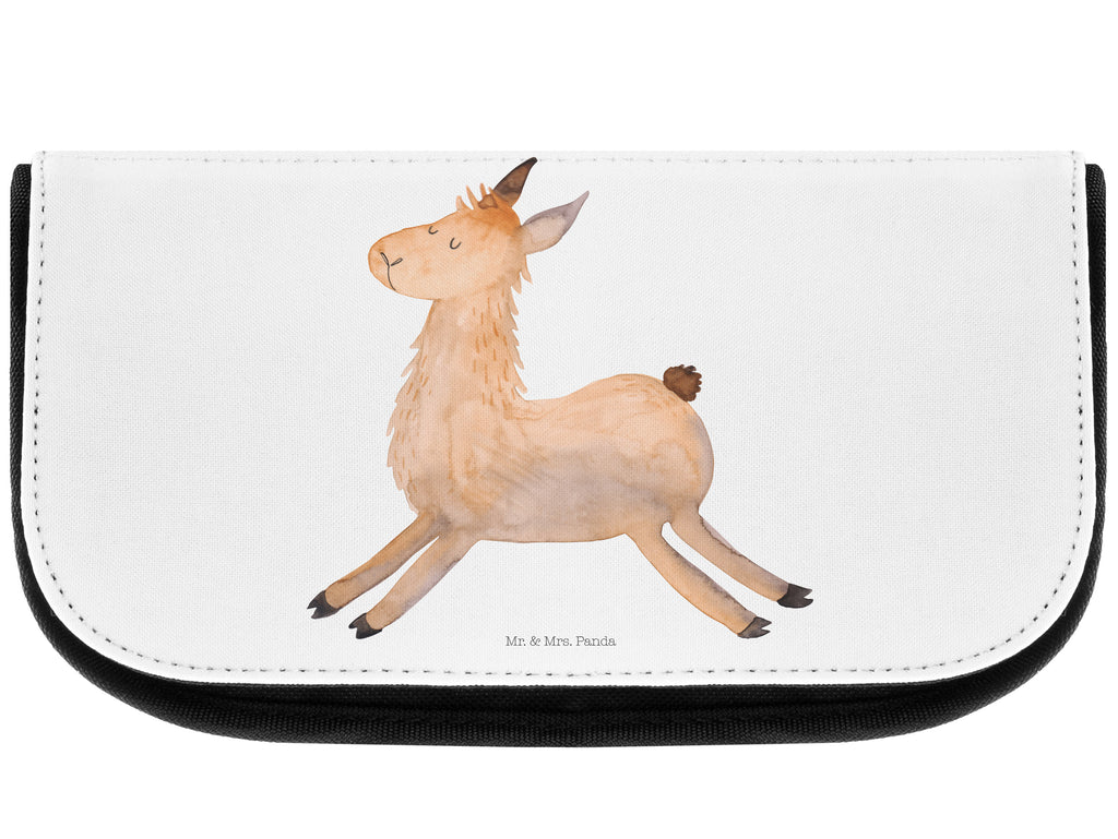 Kosmetiktasche Lama springend Kosmetikbeutel, Kulturtasche, Kulturbeutel, Schminktasche, Make-Up Tasche, Lama, Alpaka, Lamas, Lieblingstag, Happy day, fröhlich, Glück, Freundin, Liebeskummer, Neustart, guten Morgen, Start, Prüfung, Abitur
