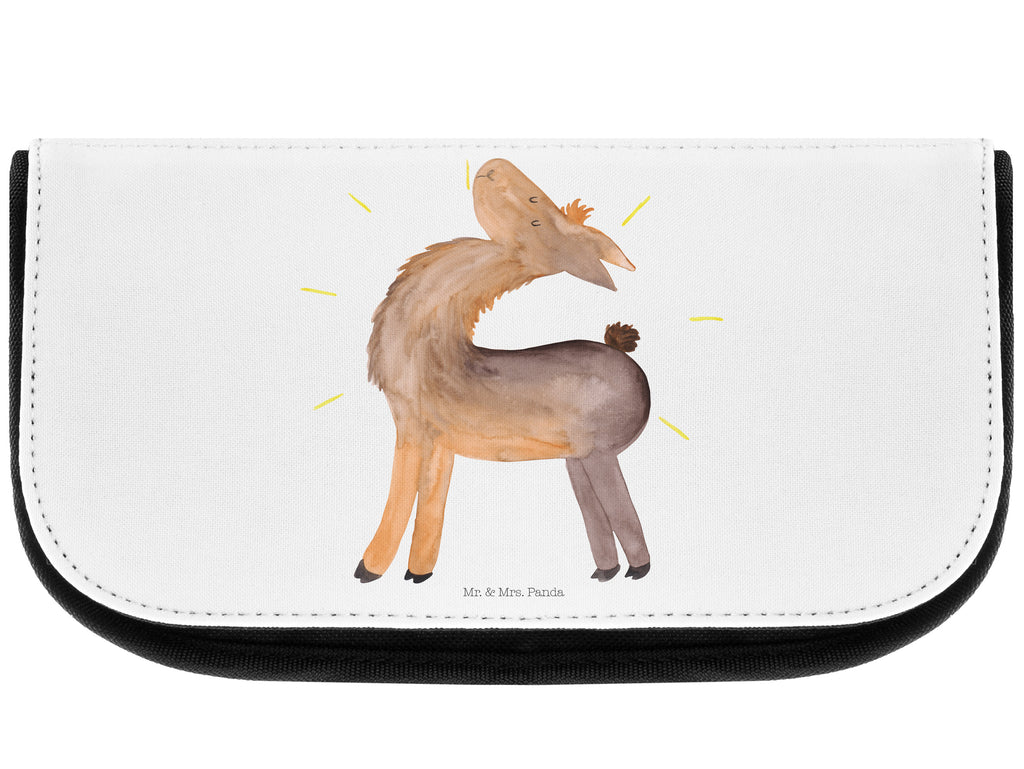 Kosmetiktasche Lama stolz Kosmetikbeutel, Kulturtasche, Kulturbeutel, Schminktasche, Make-Up Tasche, Lama, Alpaka, Lamas, Außenseiter, Anders, Neustart, stolz, Hippie, Freundin, Freundinnen, beste Freundin, Kumpel, Familie, Family