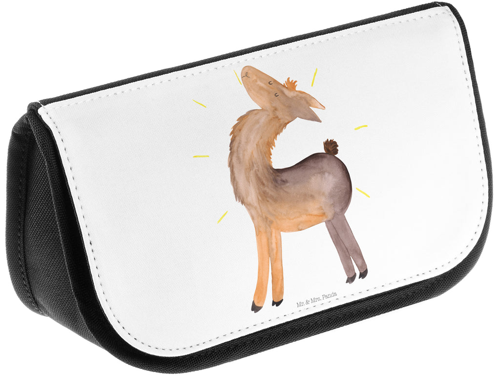Kosmetiktasche Lama stolz Kosmetikbeutel, Kulturtasche, Kulturbeutel, Schminktasche, Make-Up Tasche, Lama, Alpaka, Lamas, Außenseiter, Anders, Neustart, stolz, Hippie, Freundin, Freundinnen, beste Freundin, Kumpel, Familie, Family