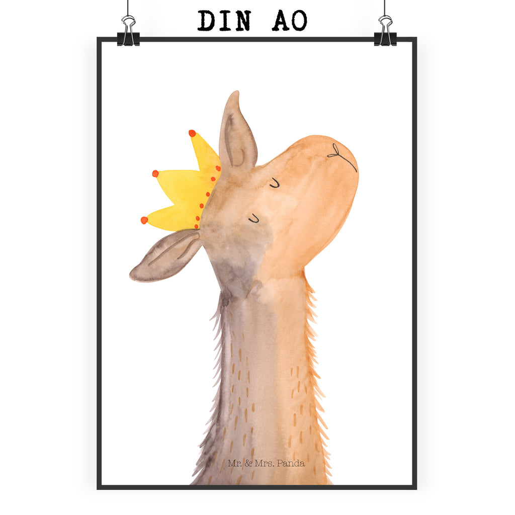 Poster Lamakopf König Poster, Wandposter, Bild, Wanddeko, Küchenposter, Kinderposter, Wanddeko Bild, Raumdekoration, Wanddekoration, Handgemaltes Poster, Mr. & Mrs. Panda Poster, Designposter, Kunstdruck, Posterdruck, Lama, Alpaka, Lamas, König, Königin, Freundin, Mama, Papa, Büro Kollege, Kollegin, Chef, Vorgesetzter, Abi, Abitur