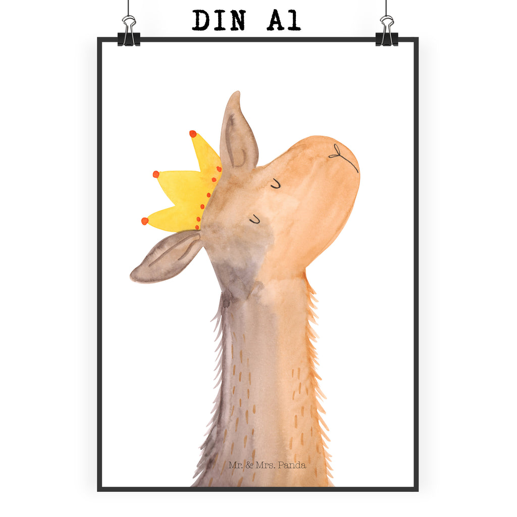 Poster Lamakopf König Poster, Wandposter, Bild, Wanddeko, Küchenposter, Kinderposter, Wanddeko Bild, Raumdekoration, Wanddekoration, Handgemaltes Poster, Mr. & Mrs. Panda Poster, Designposter, Kunstdruck, Posterdruck, Lama, Alpaka, Lamas, König, Königin, Freundin, Mama, Papa, Büro Kollege, Kollegin, Chef, Vorgesetzter, Abi, Abitur