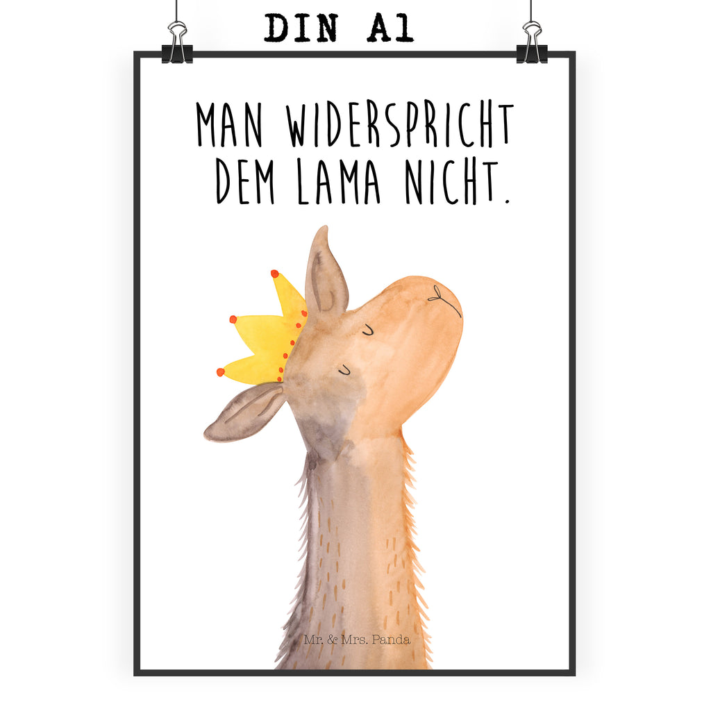 Poster Lamakopf König Poster, Wandposter, Bild, Wanddeko, Küchenposter, Kinderposter, Wanddeko Bild, Raumdekoration, Wanddekoration, Handgemaltes Poster, Mr. & Mrs. Panda Poster, Designposter, Kunstdruck, Posterdruck, Lama, Alpaka, Lamas, König, Königin, Freundin, Mama, Papa, Büro Kollege, Kollegin, Chef, Vorgesetzter, Abi, Abitur