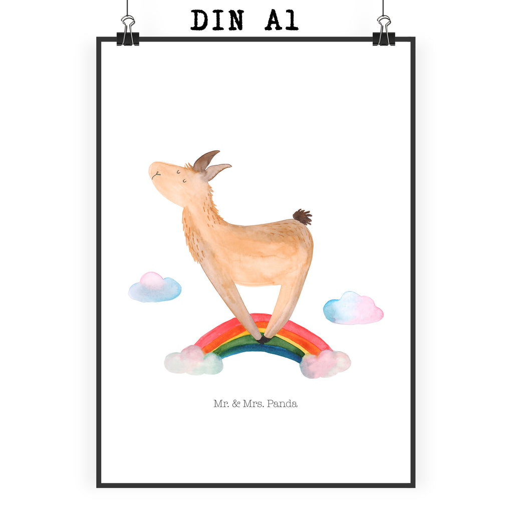 Poster Lama Regenbogen Poster, Wandposter, Bild, Wanddeko, Küchenposter, Kinderposter, Wanddeko Bild, Raumdekoration, Wanddekoration, Handgemaltes Poster, Mr. & Mrs. Panda Poster, Designposter, Kunstdruck, Posterdruck, Lama, Alpaka, Lamas, Regenbogen, Haters gonna hate, Haters, Selbstständig, Außenseiter, Schule, Abi, Hobby, Wolkenland, Freiheit