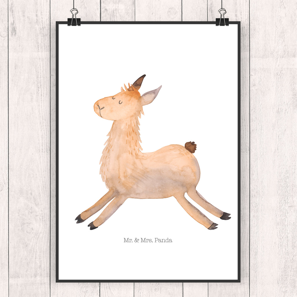 Poster Lama springend Poster, Wandposter, Bild, Wanddeko, Küchenposter, Kinderposter, Wanddeko Bild, Raumdekoration, Wanddekoration, Handgemaltes Poster, Mr. & Mrs. Panda Poster, Designposter, Kunstdruck, Posterdruck, Lama, Alpaka, Lamas, Lieblingstag, Happy day, fröhlich, Glück, Freundin, Liebeskummer, Neustart, guten Morgen, Start, Prüfung, Abitur