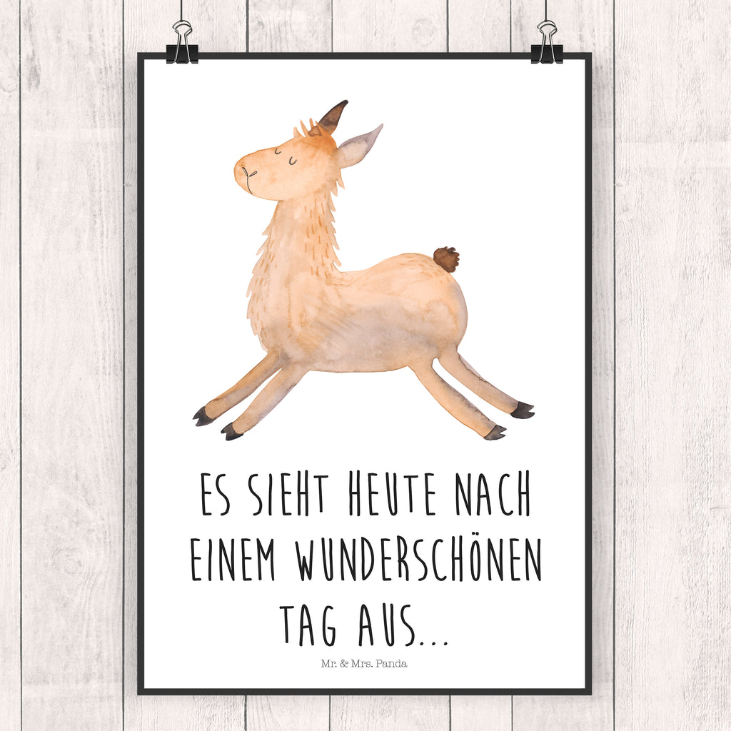 Poster Lama springend Poster, Wandposter, Bild, Wanddeko, Küchenposter, Kinderposter, Wanddeko Bild, Raumdekoration, Wanddekoration, Handgemaltes Poster, Mr. & Mrs. Panda Poster, Designposter, Kunstdruck, Posterdruck, Lama, Alpaka, Lamas, Lieblingstag, Happy day, fröhlich, Glück, Freundin, Liebeskummer, Neustart, guten Morgen, Start, Prüfung, Abitur