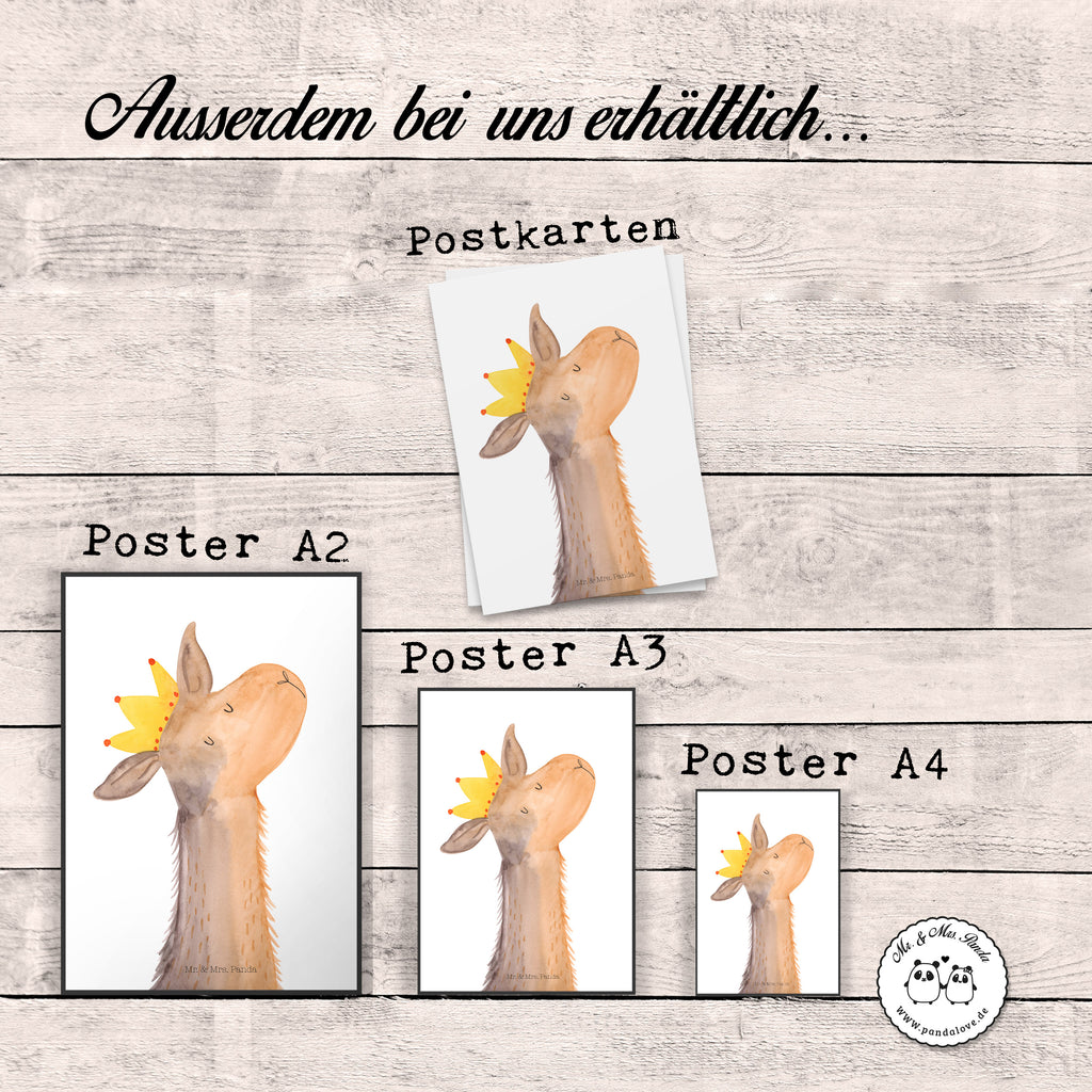 Poster Lamakopf König Poster, Wandposter, Bild, Wanddeko, Küchenposter, Kinderposter, Wanddeko Bild, Raumdekoration, Wanddekoration, Handgemaltes Poster, Mr. & Mrs. Panda Poster, Designposter, Kunstdruck, Posterdruck, Lama, Alpaka, Lamas, König, Königin, Freundin, Mama, Papa, Büro Kollege, Kollegin, Chef, Vorgesetzter, Abi, Abitur