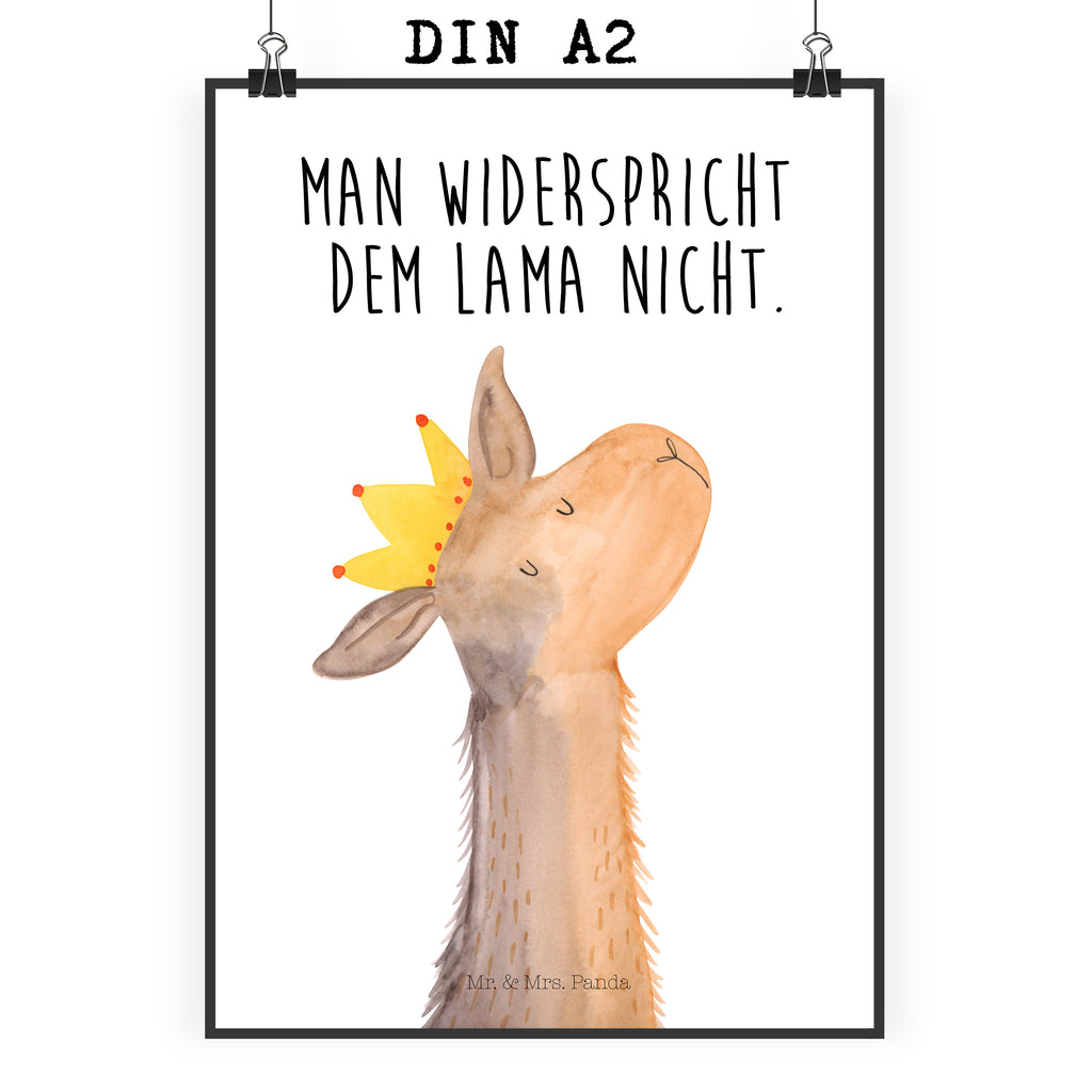 Poster Lamakopf König Poster, Wandposter, Bild, Wanddeko, Küchenposter, Kinderposter, Wanddeko Bild, Raumdekoration, Wanddekoration, Handgemaltes Poster, Mr. & Mrs. Panda Poster, Designposter, Kunstdruck, Posterdruck, Lama, Alpaka, Lamas, König, Königin, Freundin, Mama, Papa, Büro Kollege, Kollegin, Chef, Vorgesetzter, Abi, Abitur