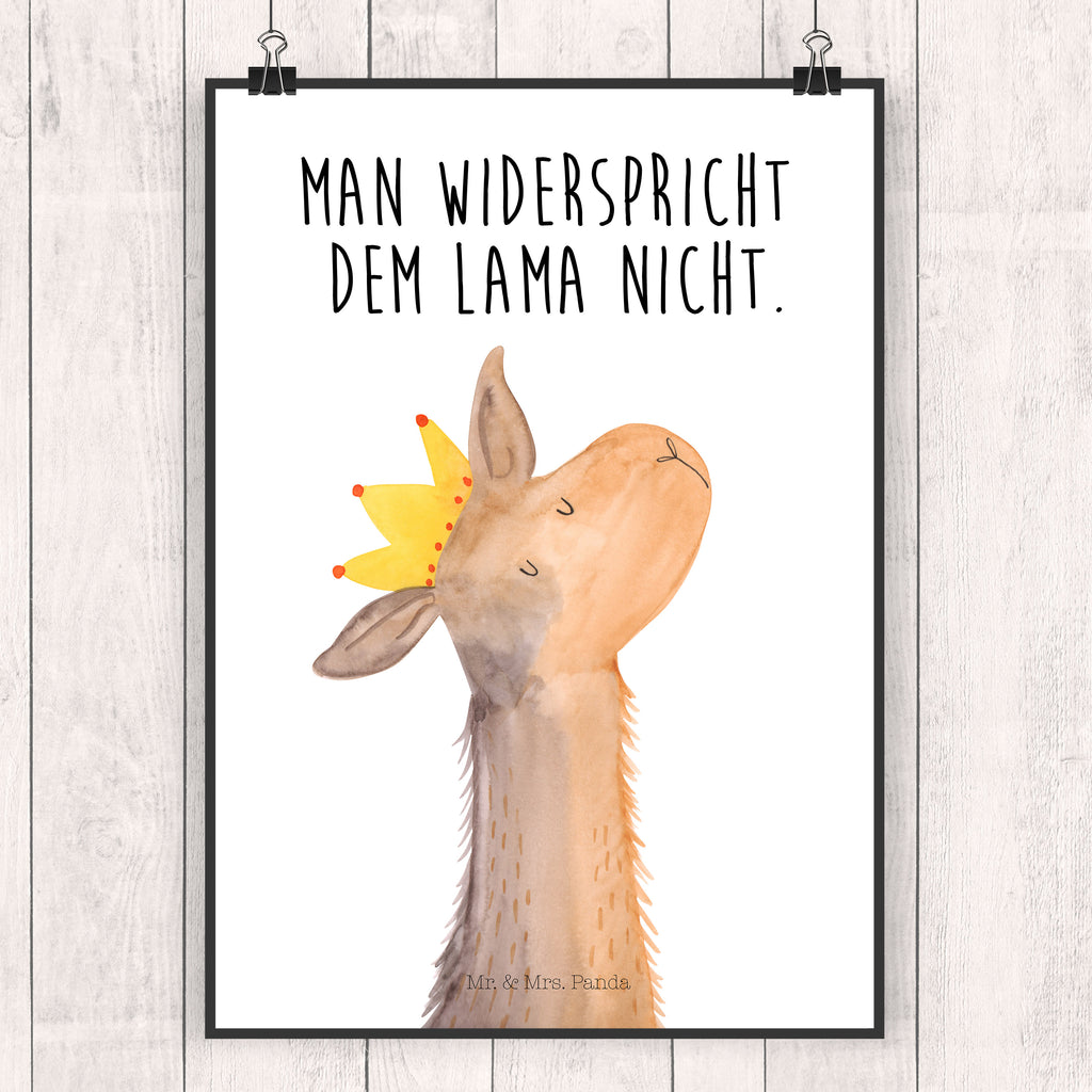Poster Lamakopf König Poster, Wandposter, Bild, Wanddeko, Küchenposter, Kinderposter, Wanddeko Bild, Raumdekoration, Wanddekoration, Handgemaltes Poster, Mr. & Mrs. Panda Poster, Designposter, Kunstdruck, Posterdruck, Lama, Alpaka, Lamas, König, Königin, Freundin, Mama, Papa, Büro Kollege, Kollegin, Chef, Vorgesetzter, Abi, Abitur