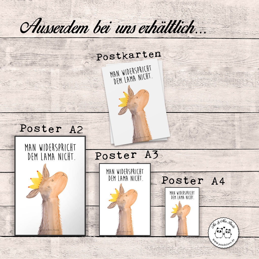 Poster Lamakopf König Poster, Wandposter, Bild, Wanddeko, Küchenposter, Kinderposter, Wanddeko Bild, Raumdekoration, Wanddekoration, Handgemaltes Poster, Mr. & Mrs. Panda Poster, Designposter, Kunstdruck, Posterdruck, Lama, Alpaka, Lamas, König, Königin, Freundin, Mama, Papa, Büro Kollege, Kollegin, Chef, Vorgesetzter, Abi, Abitur