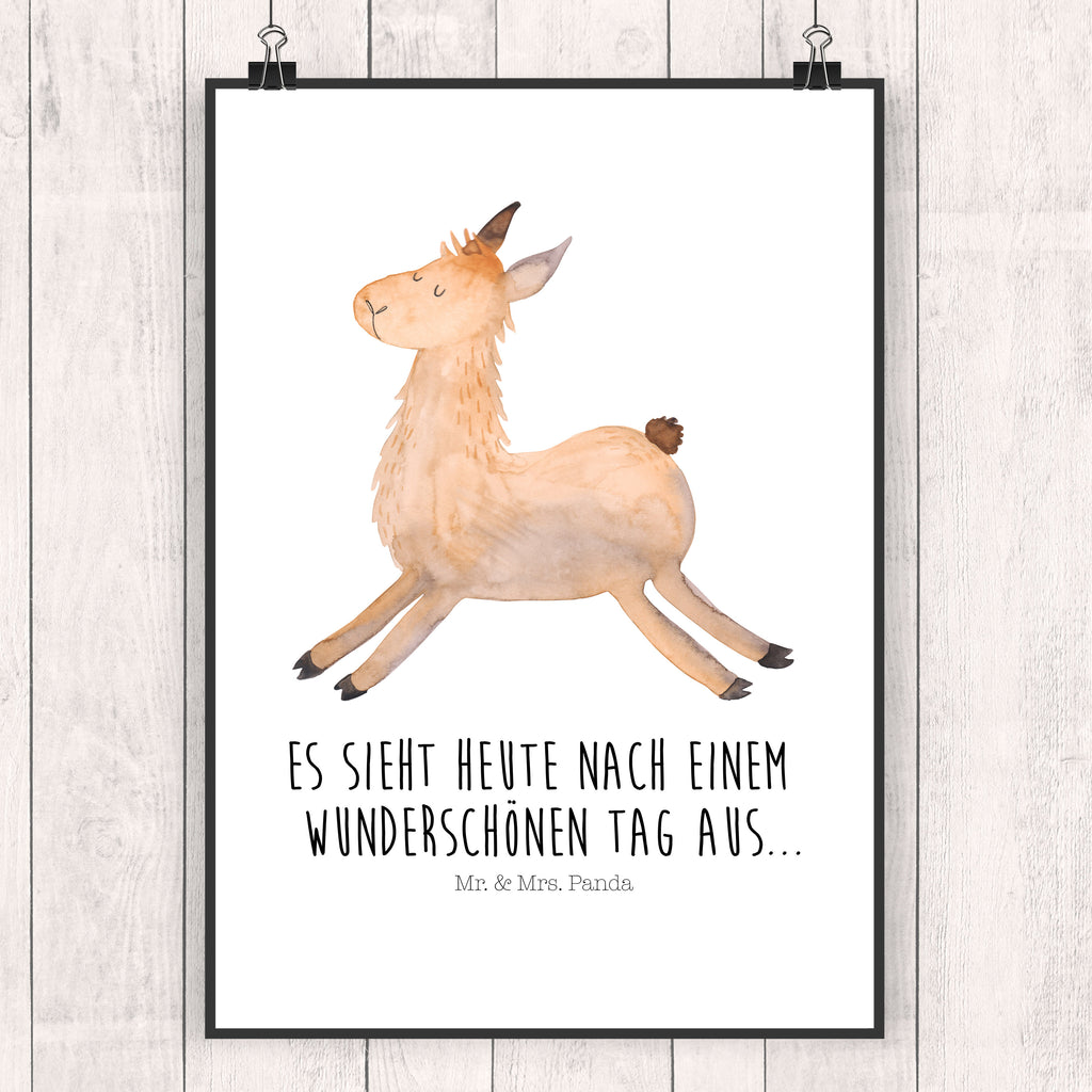 Poster Lama springend Poster, Wandposter, Bild, Wanddeko, Küchenposter, Kinderposter, Wanddeko Bild, Raumdekoration, Wanddekoration, Handgemaltes Poster, Mr. & Mrs. Panda Poster, Designposter, Kunstdruck, Posterdruck, Lama, Alpaka, Lamas, Lieblingstag, Happy day, fröhlich, Glück, Freundin, Liebeskummer, Neustart, guten Morgen, Start, Prüfung, Abitur