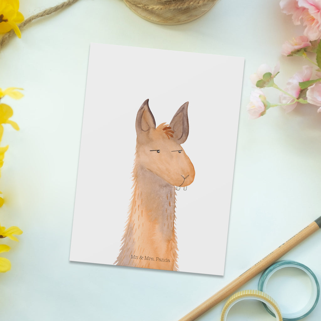 Postkarte Lamakopf genervt Geschenkkarte, Grußkarte, Karte, Einladung, Ansichtskarte, Geburtstagskarte, Einladungskarte, Dankeskarte, Lama, Alpaka, Lamas, Recht haben, genervt sein, Freundin, beste Freundin, Partnerin, Büro, Büroalltag, Chef, Chefin, Azubi