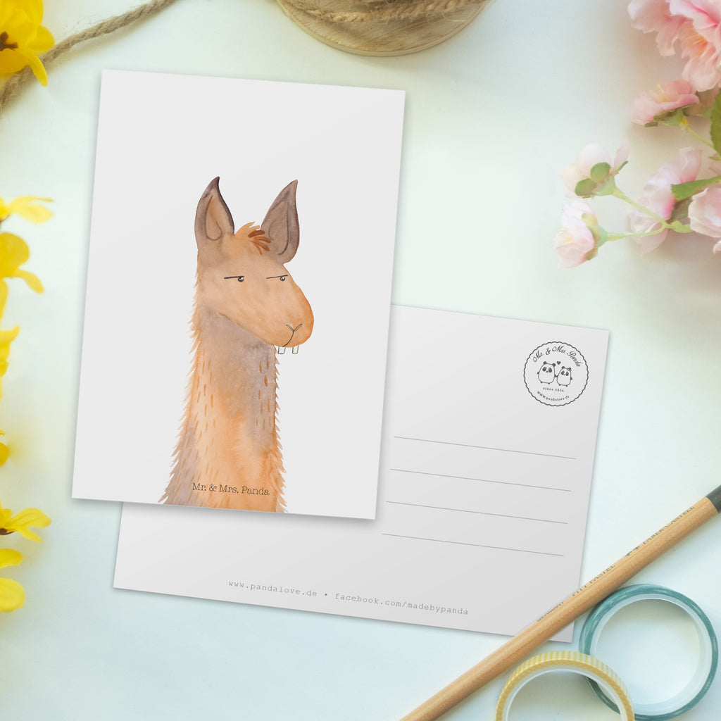 Postkarte Lamakopf genervt Geschenkkarte, Grußkarte, Karte, Einladung, Ansichtskarte, Geburtstagskarte, Einladungskarte, Dankeskarte, Lama, Alpaka, Lamas, Recht haben, genervt sein, Freundin, beste Freundin, Partnerin, Büro, Büroalltag, Chef, Chefin, Azubi