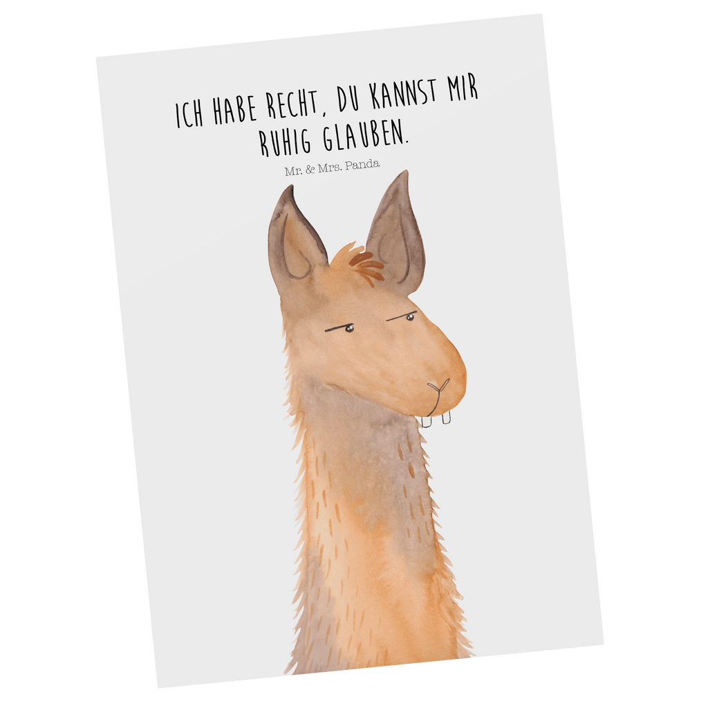 Postkarte Lamakopf genervt Geschenkkarte, Grußkarte, Karte, Einladung, Ansichtskarte, Geburtstagskarte, Einladungskarte, Dankeskarte, Lama, Alpaka, Lamas, Recht haben, genervt sein, Freundin, beste Freundin, Partnerin, Büro, Büroalltag, Chef, Chefin, Azubi