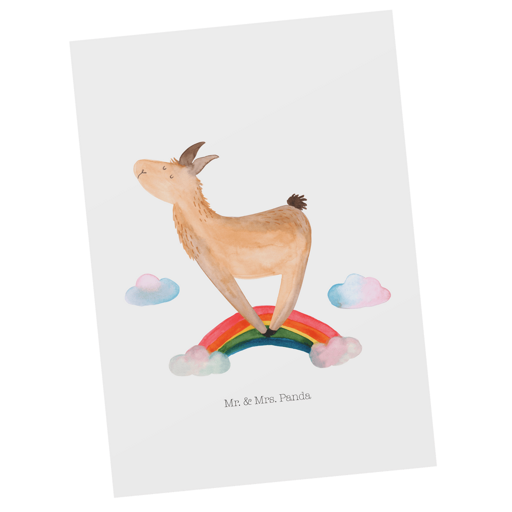 Postkarte Lama Regenbogen Geschenkkarte, Grußkarte, Karte, Einladung, Ansichtskarte, Geburtstagskarte, Einladungskarte, Dankeskarte, Lama, Alpaka, Lamas, Regenbogen, Haters gonna hate, Haters, Selbstständig, Außenseiter, Schule, Abi, Hobby, Wolkenland, Freiheit
