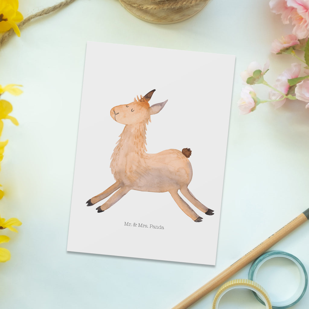 Postkarte Lama springend Geschenkkarte, Grußkarte, Karte, Einladung, Ansichtskarte, Geburtstagskarte, Einladungskarte, Dankeskarte, Lama, Alpaka, Lamas, Lieblingstag, Happy day, fröhlich, Glück, Freundin, Liebeskummer, Neustart, guten Morgen, Start, Prüfung, Abitur