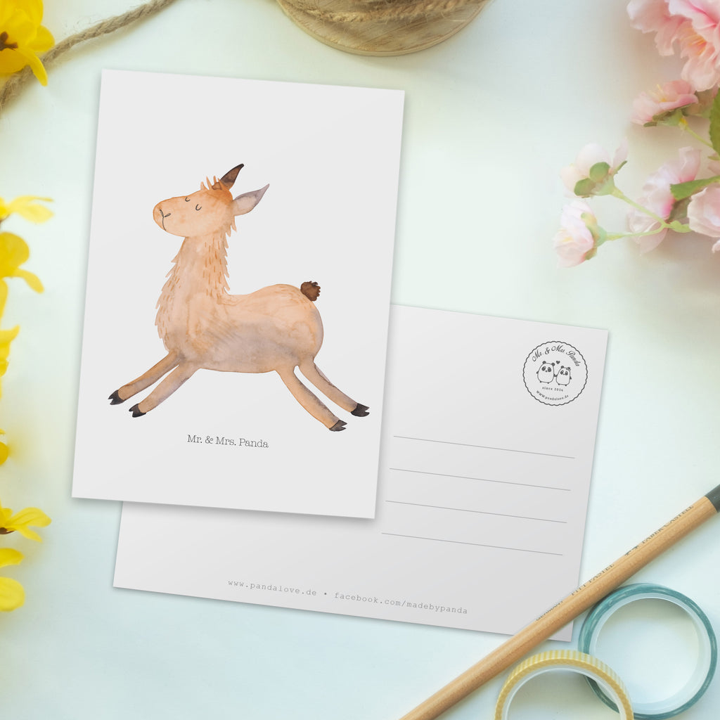 Postkarte Lama springend Geschenkkarte, Grußkarte, Karte, Einladung, Ansichtskarte, Geburtstagskarte, Einladungskarte, Dankeskarte, Lama, Alpaka, Lamas, Lieblingstag, Happy day, fröhlich, Glück, Freundin, Liebeskummer, Neustart, guten Morgen, Start, Prüfung, Abitur