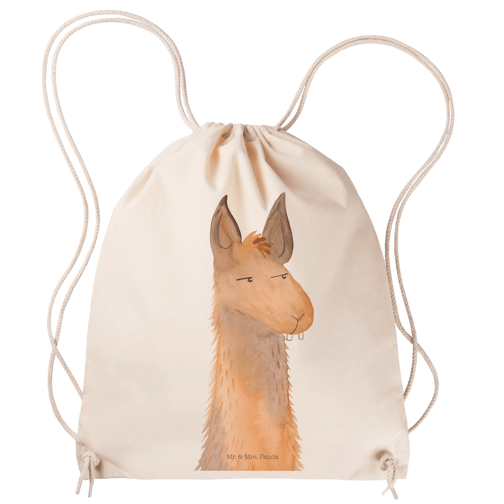 Sportbeutel Lamakopf genervt Turnbeutel, Beutel, Sporttasche, Tasche, Stoffbeutel, Lama, Alpaka, Lamas, Recht haben, genervt sein, Freundin, beste Freundin, Partnerin, Büro, Büroalltag, Chef, Chefin, Azubi