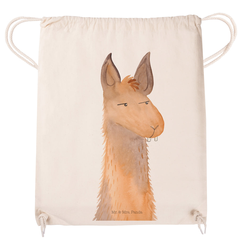 Sportbeutel Lamakopf genervt Turnbeutel, Beutel, Sporttasche, Tasche, Stoffbeutel, Lama, Alpaka, Lamas, Recht haben, genervt sein, Freundin, beste Freundin, Partnerin, Büro, Büroalltag, Chef, Chefin, Azubi