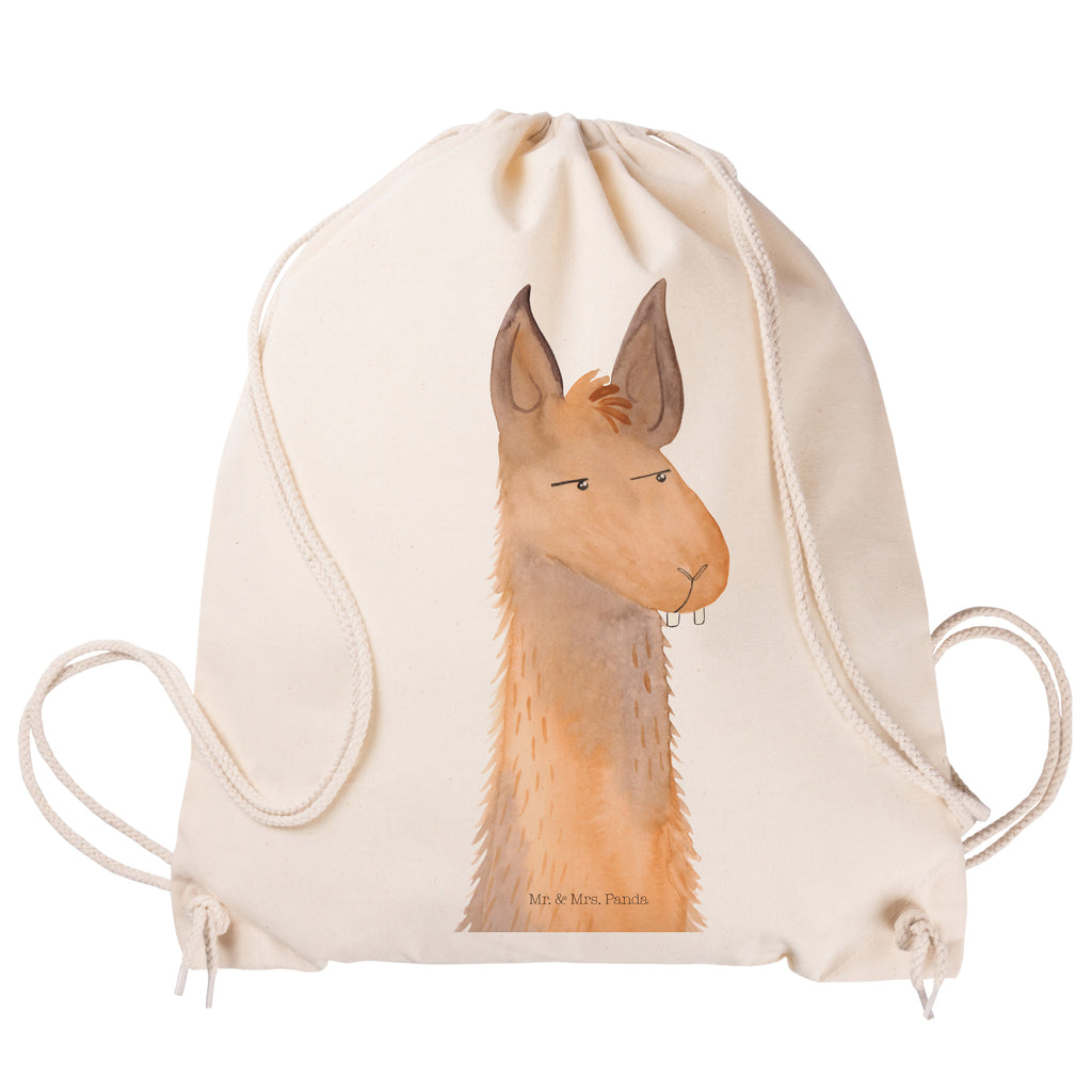 Sportbeutel Lamakopf genervt Turnbeutel, Beutel, Sporttasche, Tasche, Stoffbeutel, Lama, Alpaka, Lamas, Recht haben, genervt sein, Freundin, beste Freundin, Partnerin, Büro, Büroalltag, Chef, Chefin, Azubi