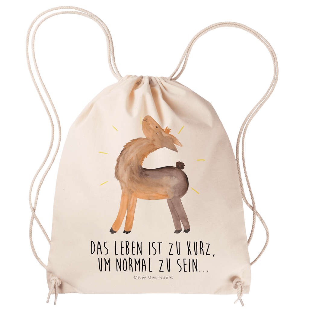 Sportbeutel Lama stolz Turnbeutel, Beutel, Sporttasche, Tasche, Stoffbeutel, Lama, Alpaka, Lamas, Außenseiter, Anders, Neustart, stolz, Hippie, Freundin, Freundinnen, beste Freundin, Kumpel, Familie, Family