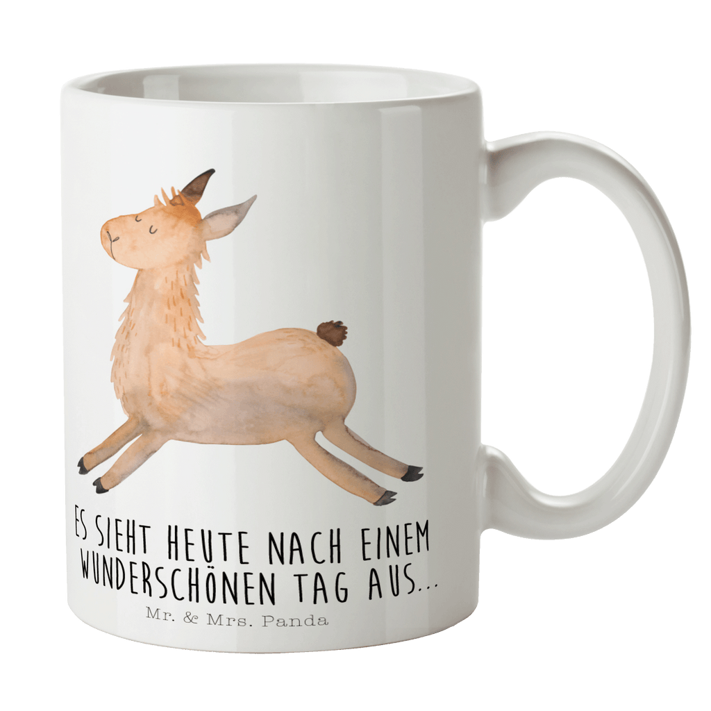 Tasse Lama springend Lama, Lamas, Lieblingstag, Happy day, fröhlich, Glück, Freundin, Liebeskummer, Neustart, guten Morgen, Start, Prüfung, Abitur, Becher, Kaffeetasse, Kaffeebecher, Tee, Frühstück, Büro  Lama, Alpaka