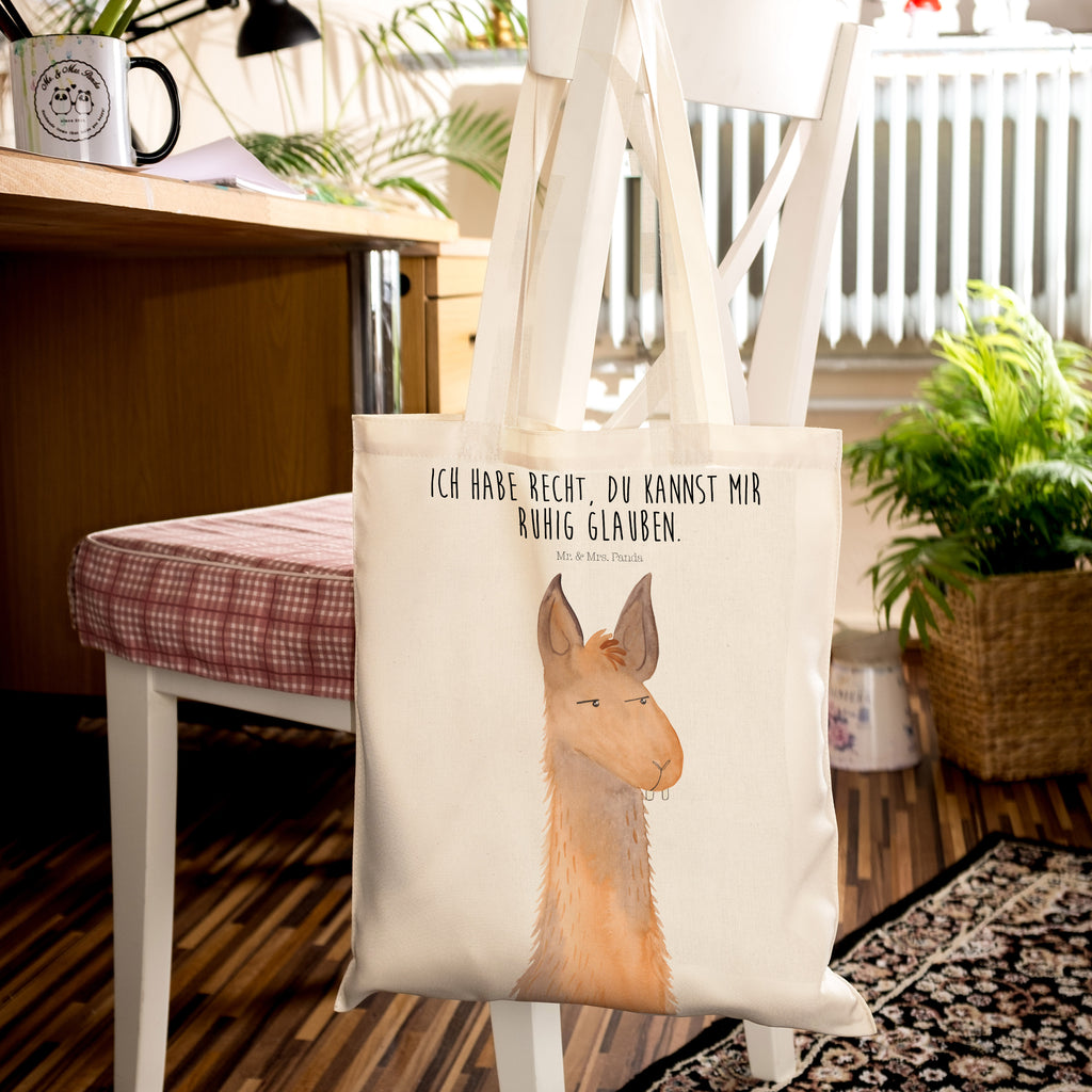 Tragetasche Lamakopf genervt Beuteltasche, Beutel, Einkaufstasche, Jutebeutel, Stoffbeutel, Lama, Alpaka, Lamas, Recht haben, genervt sein, Freundin, beste Freundin, Partnerin, Büro, Büroalltag, Chef, Chefin, Azubi