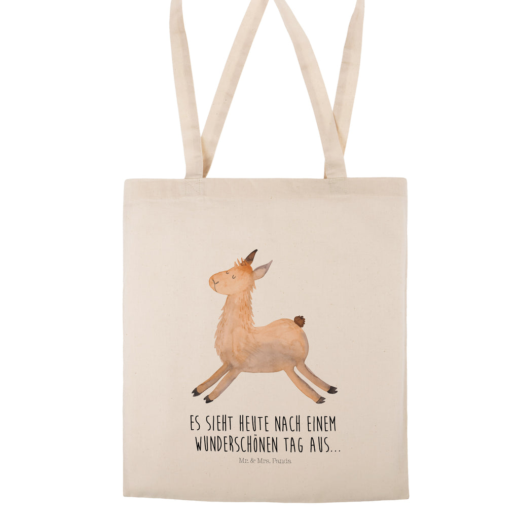 Tragetasche Lama springend Beuteltasche, Beutel, Einkaufstasche, Jutebeutel, Stoffbeutel, Lama, Alpaka, Lamas, Lieblingstag, Happy day, fröhlich, Glück, Freundin, Liebeskummer, Neustart, guten Morgen, Start, Prüfung, Abitur