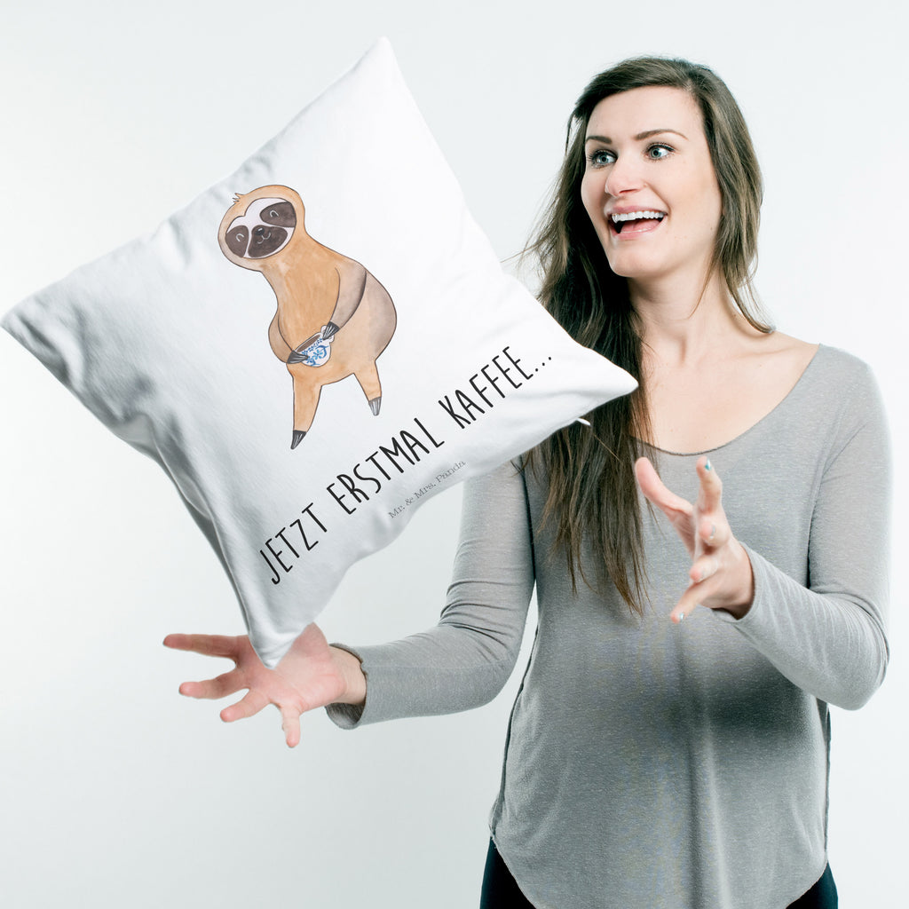 40x40 Kissen Faultier Kaffee Kissenhülle, Kopfkissen, Sofakissen, Dekokissen, Motivkissen, Faultier, Faultier Geschenk, Faultier Deko, Faultiere, faul, Lieblingstier, Kaffee, erster Kaffee, Morgenmuffel, Frühaufsteher, Kaffeetasse, Genießer, Coffee, Kaffeegetränk