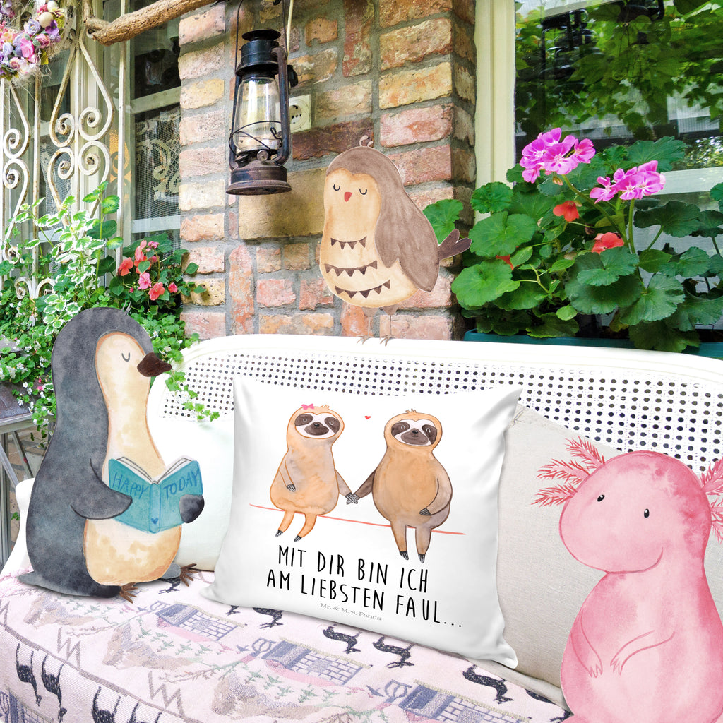 40x40 Kissen Faultier Pärchen Kissenhülle, Kopfkissen, Sofakissen, Dekokissen, Motivkissen, Faultier, Faultier Geschenk, Faultier Deko, Faultiere, faul, Lieblingstier, Liebe, Liebespaar, Faultierliebe, Faultierpärchen, verliebt, verlobt, gemeinsam, relaxen, Pärchen, Beziehung, Langsamkeit