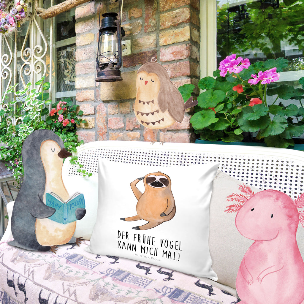 40x40 Kissen Faultier Vogel zeigen Kissenhülle, Kopfkissen, Sofakissen, Dekokissen, Motivkissen, Faultier, Faultier Geschenk, Faultier Deko, Faultiere, faul, Lieblingstier, Spinner, früher Vogel, der frühe Vogel, Frühaufsteher, Morgenmuffel, Vogel, Faultierwelt