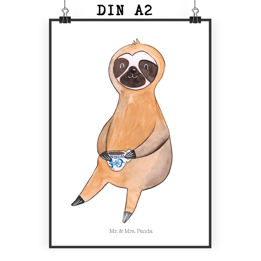 Poster Faultier Kaffee Poster, Wandposter, Bild, Wanddeko, Küchenposter, Kinderposter, Wanddeko Bild, Raumdekoration, Wanddekoration, Handgemaltes Poster, Mr. & Mrs. Panda Poster, Designposter, Kunstdruck, Posterdruck, Faultier, Faultier Geschenk, Faultier Deko, Faultiere, faul, Lieblingstier, Kaffee, erster Kaffee, Morgenmuffel, Frühaufsteher, Kaffeetasse, Genießer, Coffee, Kaffeegetränk