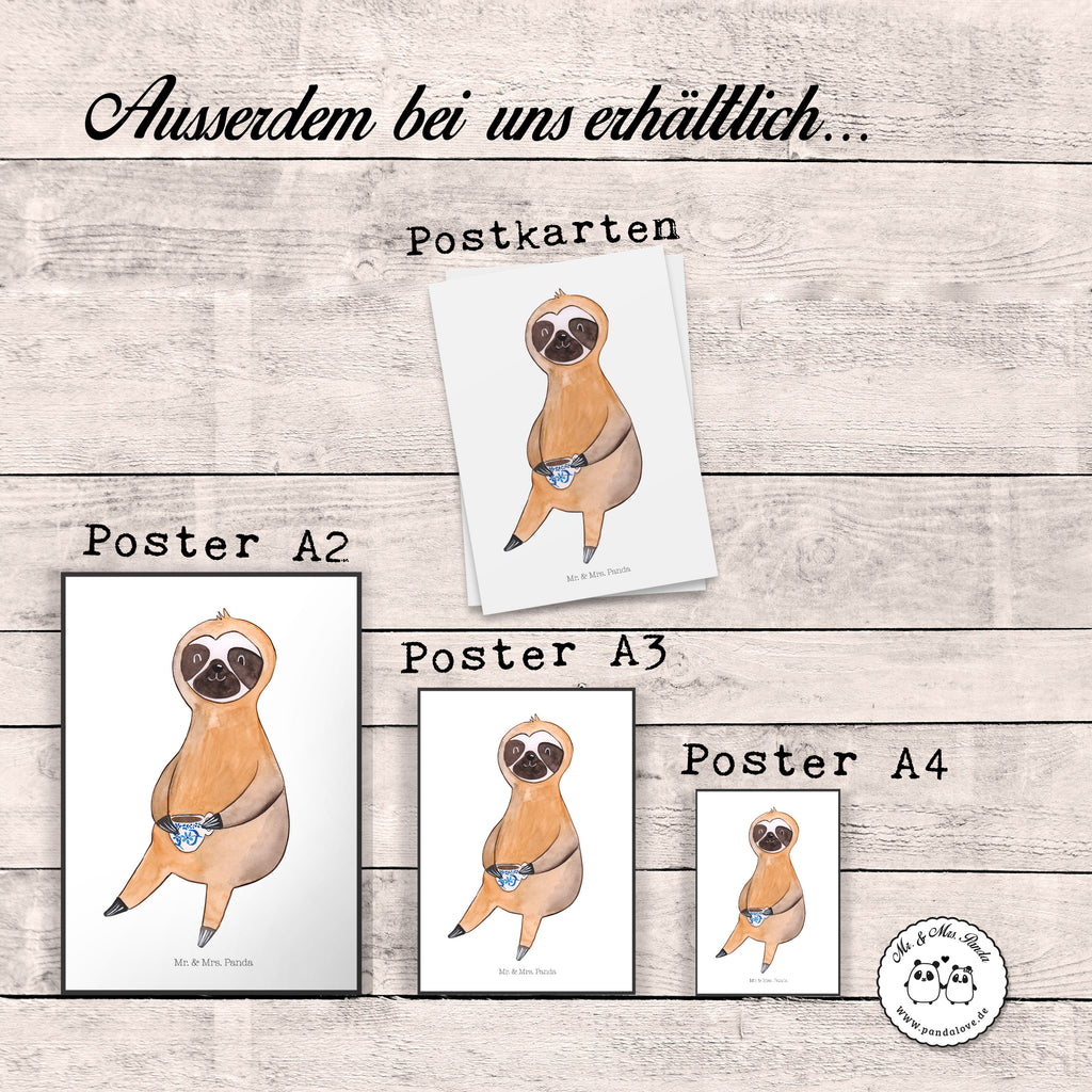 Poster Faultier Kaffee Poster, Wandposter, Bild, Wanddeko, Küchenposter, Kinderposter, Wanddeko Bild, Raumdekoration, Wanddekoration, Handgemaltes Poster, Mr. & Mrs. Panda Poster, Designposter, Kunstdruck, Posterdruck, Faultier, Faultier Geschenk, Faultier Deko, Faultiere, faul, Lieblingstier, Kaffee, erster Kaffee, Morgenmuffel, Frühaufsteher, Kaffeetasse, Genießer, Coffee, Kaffeegetränk