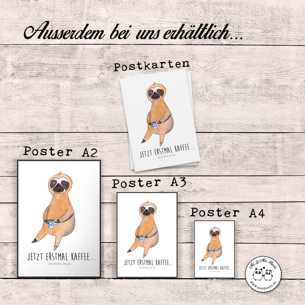 Poster Faultier Kaffee Poster, Wandposter, Bild, Wanddeko, Küchenposter, Kinderposter, Wanddeko Bild, Raumdekoration, Wanddekoration, Handgemaltes Poster, Mr. & Mrs. Panda Poster, Designposter, Kunstdruck, Posterdruck, Faultier, Faultier Geschenk, Faultier Deko, Faultiere, faul, Lieblingstier, Kaffee, erster Kaffee, Morgenmuffel, Frühaufsteher, Kaffeetasse, Genießer, Coffee, Kaffeegetränk