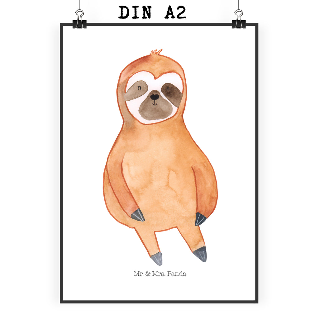 Poster Faultier Zufrieden Poster, Wandposter, Bild, Wanddeko, Küchenposter, Kinderposter, Wanddeko Bild, Raumdekoration, Wanddekoration, Handgemaltes Poster, Mr. & Mrs. Panda Poster, Designposter, Kunstdruck, Posterdruck, Faultier, Faultier Geschenk, Faultier Deko, Faultiere, faul, Lieblingstier, Pause, relaxen, Glück, glücklich, zufrieden, happy, Zufriedenheit, Gelassenheit, Ruhe, Frieden
