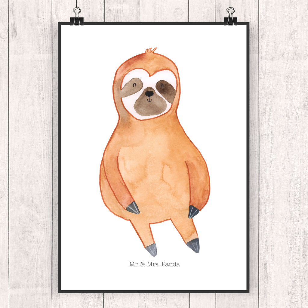 Poster Faultier Zufrieden Poster, Wandposter, Bild, Wanddeko, Küchenposter, Kinderposter, Wanddeko Bild, Raumdekoration, Wanddekoration, Handgemaltes Poster, Mr. & Mrs. Panda Poster, Designposter, Kunstdruck, Posterdruck, Faultier, Faultier Geschenk, Faultier Deko, Faultiere, faul, Lieblingstier, Pause, relaxen, Glück, glücklich, zufrieden, happy, Zufriedenheit, Gelassenheit, Ruhe, Frieden