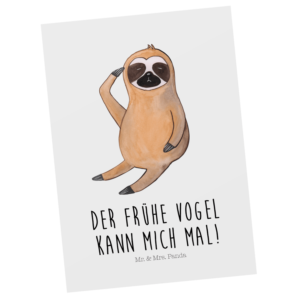 Postkarte Faultier Vogel zeigen Geschenkkarte, Grußkarte, Karte, Einladung, Ansichtskarte, Geburtstagskarte, Einladungskarte, Faultier, Faultier Geschenk, Faultier Deko, Faultiere, faul, Lieblingstier, Spinner, früher Vogel, der frühe Vogel, Frühaufsteher, Morgenmuffel, Vogel, Faultierwelt