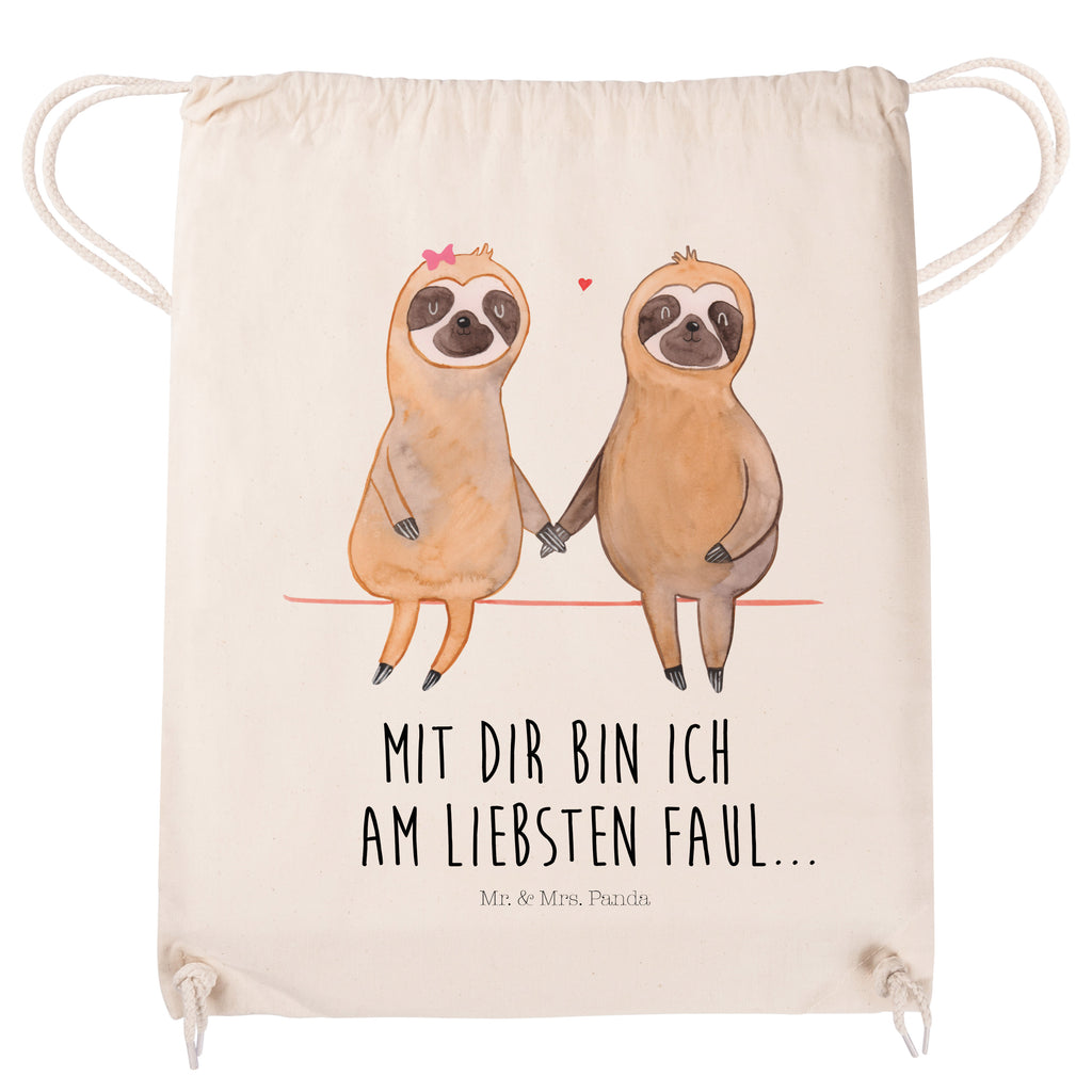 Sportbeutel Faultier Pärchen Turnbeutel, Beutel, Sporttasche, Tasche, Stoffbeutel, Faultier, Faultier Geschenk, Faultier Deko, Faultiere, faul, Lieblingstier, Liebe, Liebespaar, Faultierliebe, Faultierpärchen, verliebt, verlobt, gemeinsam, relaxen, Pärchen, Beziehung, Langsamkeit