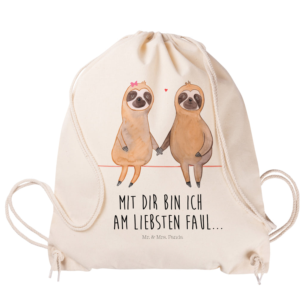 Sportbeutel Faultier Pärchen Turnbeutel, Beutel, Sporttasche, Tasche, Stoffbeutel, Faultier, Faultier Geschenk, Faultier Deko, Faultiere, faul, Lieblingstier, Liebe, Liebespaar, Faultierliebe, Faultierpärchen, verliebt, verlobt, gemeinsam, relaxen, Pärchen, Beziehung, Langsamkeit