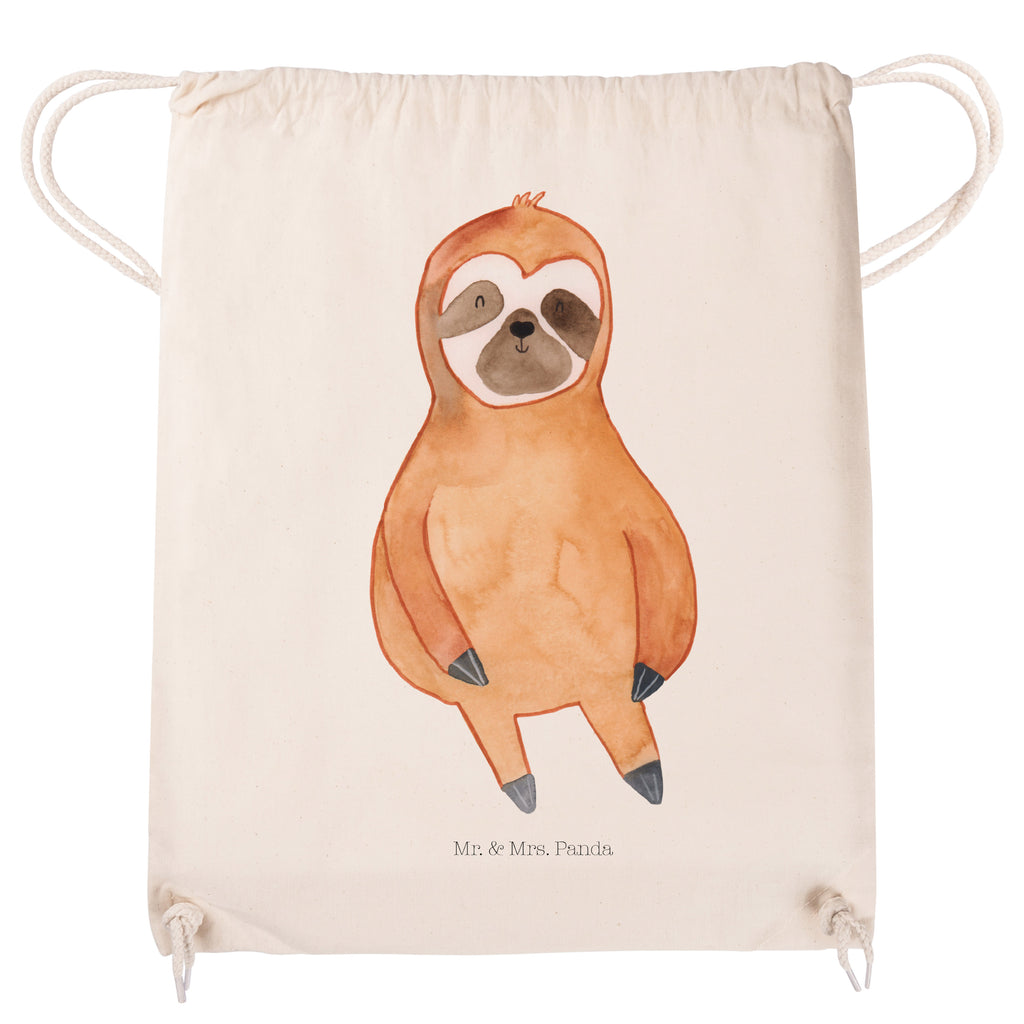 Sportbeutel Faultier Zufrieden Turnbeutel, Beutel, Sporttasche, Tasche, Stoffbeutel, Faultier, Faultier Geschenk, Faultier Deko, Faultiere, faul, Lieblingstier, Pause, relaxen, Glück, glücklich, zufrieden, happy, Zufriedenheit, Gelassenheit, Ruhe, Frieden